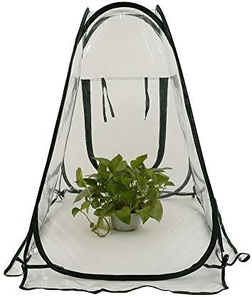 Readygohigh ビニールハウス ガーデン温室 フラワーハウス ポップアップ式グリーンカバー 小型 菜園 ガーデンハウス ガーデニング温室 霜 雨よけ 折りたたみ 防水 室内 室外 ほご植物保温 温室 園芸 棚 ラック 家庭菜園収納袋付き 透明