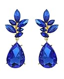 Leaf Design with Teardrop Gemstone Fashion Clip On Dangling Earrings