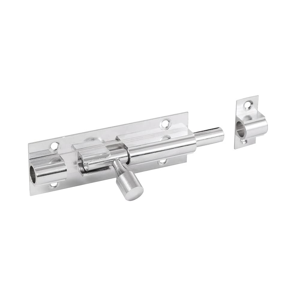 Merriway BH07715 Heavy Duty Straight Door Barrel Bolt With Backplate, Bright Polished Stainless Steel 150mm