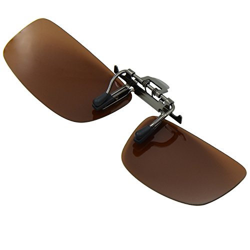 Besgoods Cycling Sport Polarized Clip-on Flip up Metal Clip Sunglasses Lenses Glasses Unbreakable Driving Fishing Outdoor (Brown)