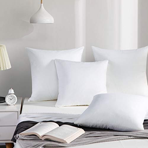 Accuratex White Feather Down Pillows (Set of 2) - 18x18 inch Square Sofa and Couch Cushion, Feather Throw Pillow with 100% Cotton Removable Zipped Cover - Thumbnail 7