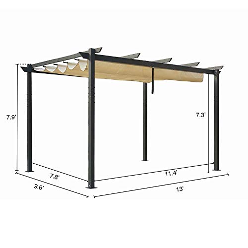 Kozyard Morgan Outdoor Retractable Pergola with Sun Shade Canopy image 23