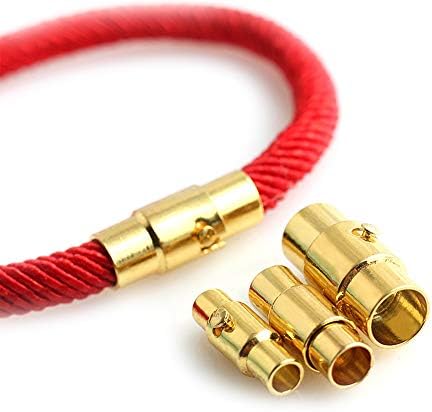 REKYO 20 PCS Magnetic Jewellery Bracelet Clasps for Leather Necklace Bracelet Cord End Caps for Jewellery Making (Gold 8)
