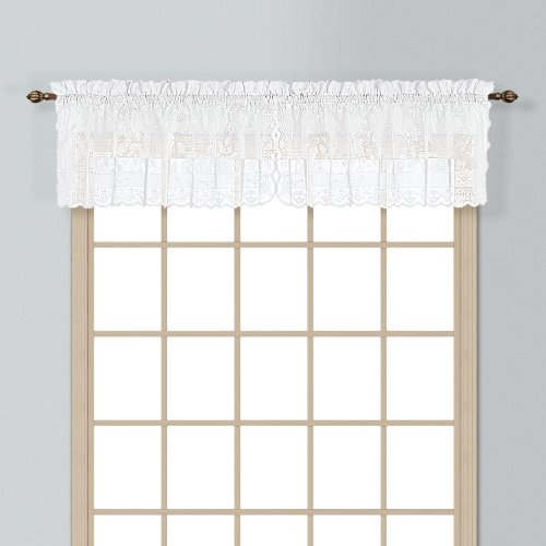 United Curtain Windsor Lace Straight Valance, 56 by 16-Inch, White