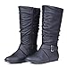Twisted Shelly Womenâ€s Mid Calf Slouch Boots, Flat Ladies Shoes, Black, Size 10