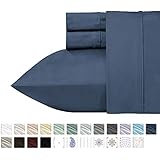 California Design Den 400 Thread Count 100% Cotton Sheet Set, Indigo Batik Queen Size Sheets 4 Piece Set, Long-Staple Combed Pure Natural Cotton Best Bed Sheets for Bed, Soft & Silky Sateen Weave