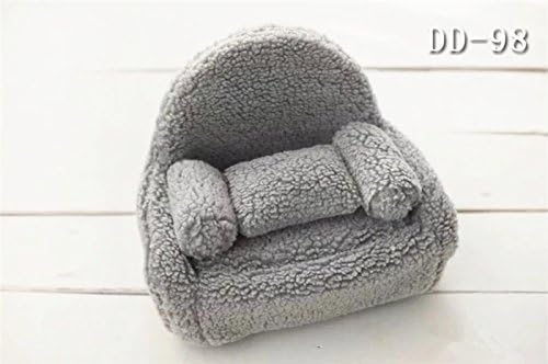 Dvotinst Newborn Photography Props, Soft Posing Mini Sofa Chair for Baby Photo Shooting, Studio Accessories 38x24x25 (Grey)