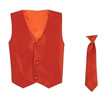 Vest and Clip On Baby Boy Necktie set - BURNT ORANGE - S/M (0-12 Months)