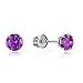 14k White Gold 4mm Febuary Round Basket Cubic Zirconia Children Screwback Baby Girls Earrings
