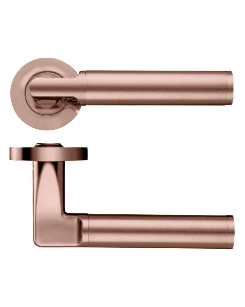 Zoo Stanza Milan, Door Lever with Screw-On Rose | Premium Rose Gold Finish | Elegant Design Handle, Fixings Included, Ideal for Interior Doors