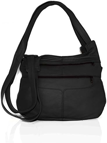 AFONiE Genuine Mexican Leather Hobo Women Crossbody handbag [Black]