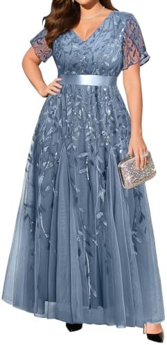 alex evenings plus size sequined lace a line dress Alex Evenings Plus Size Floral Rosette Short Sleeve A-Line Gown, Womens, 18W, Eggplant