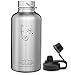 Swig Savvy Bottles Stainless Steel Insulated Water Bottle and Beer Growler wide Mouth 64 oz Capacity Double Wall Design for Hot and Cold Beverages Includes 2 Interchangeable Caps