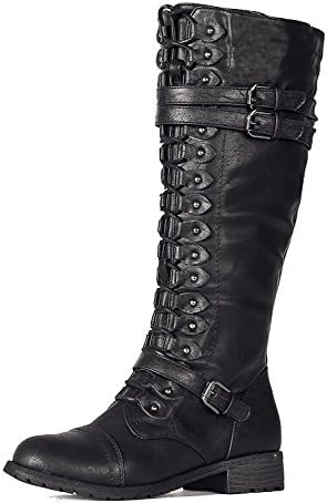 Distress Black Vintage Style Lace up Combat Grunge Steampunk Gothic Womens Boots (5.5 M US Womens)