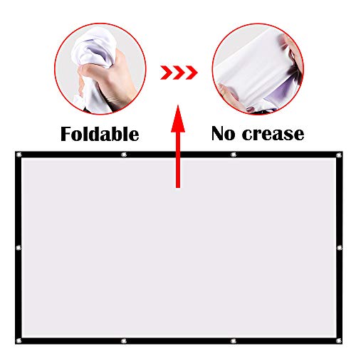 Ylife 84 Inch Projector Screen, 16:9 HD 4K No Crease Portable Video Movie Screen Grommets for Outdoor Indoor Home Theater