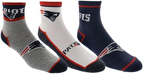 New England Patriots NFL Men's 3-Pack Quarter Socks - One-Size