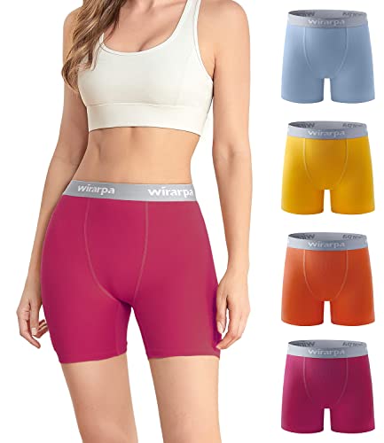 Wirarpa Radlerhose Damen Baumwolle Boxershorts Hose Unter Kleid Radler Lange Unterhose Mehrfarbig 4Er Pack Größe S