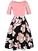 oxiuly Women's Vintage Patchwork Pockets Puffy Swing Casual Party Dress OX165 (Pink, xx_l)