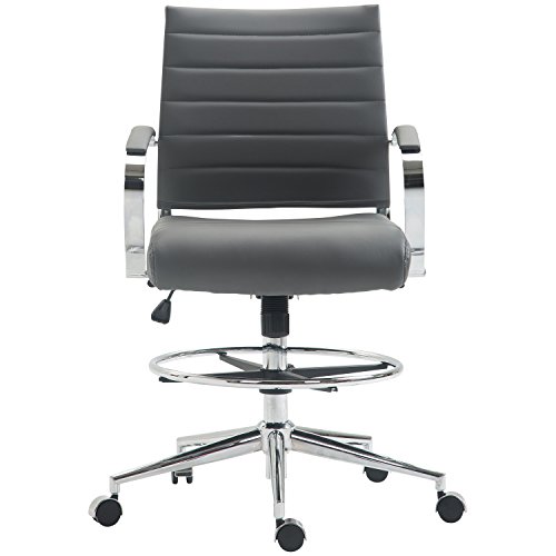 Poly and Bark Tremaine Drafting Chair in Vegan Leather, Grey