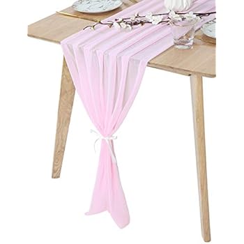 runners chiffon romantic decorations table gauze x120 runner inches bridal shower pink