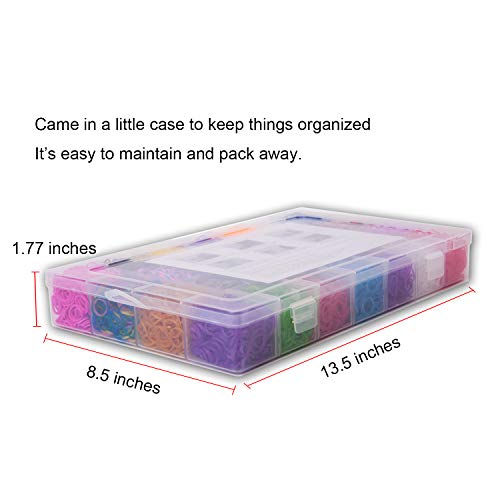 VENSEEN 11900+ Rainbow Rubber Bands Bracelet Making Kit, 11000 Loom Bands, 600 S-Clips, 252 Beads, 30 Charms, 10 Backpack Hooks, 5 Tassels, 5 Crochet Hooks, 4 Stickers,3 Hair Clips, 2 Y Looms - Thumbnail 7