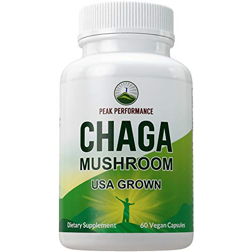 Chaga Mushroom Capsules (USA Grown) by Peak Performance. Naturally