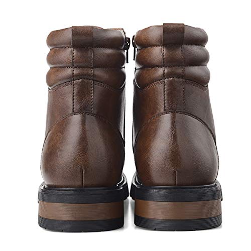 GM GOLAIMAN Mens Motorcycle TAFT Dress Boots - Lace Up Zip Boots Military Tactical Work Combat Hiking Botas Invierno Hombre, 12 M US, 3 Dark Brown - Thumbnail 4
