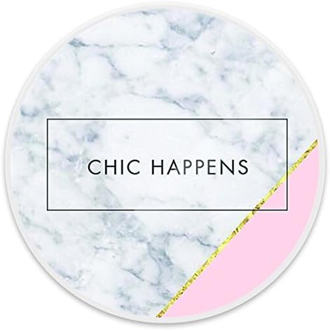 Multi-Function Mounts and Stands, Expanding Stand Grip Pop Mount Socket for Smartphones, iPhone and Tablets-Marble Chic Happens-White