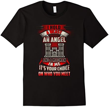 Mens Combat engineer t-shirt , I Hold A Beast An Angel 2XL Black