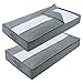 Lifewit Set of 2 Jumbo Nonwoven Fabric Underbed Storage Bags with Clear Window for Comforters, Blanket, Clothes, Grey