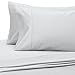 Amazon Brand – Pinzon 400 Thread Count Egyptian Cotton Sateen Hemstitch4 Piece Sheet Set - Queen, Light Grey, Solid