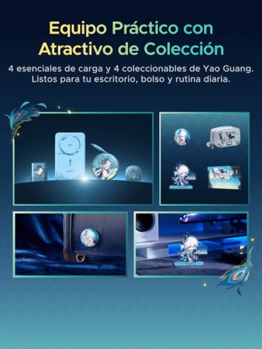 UGREEN x Honkai: Star Rail Edición Limitada Caja de Colaboración | Incluye un Cargador USB C de 65W, una Qi2 15W 10000mAh Power Bank, un Cable USB C Retráctil 1m y FineTrack Mini2 Localizador