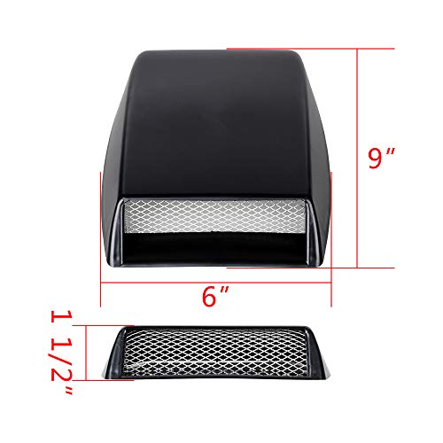 1X Custom Black Decorative Air Flow Intake Turbo Hood Vent Grille Cover w/ 3M For Car SUV