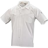 Mercer Culinary M60200WHM Millennia Unisex Cook Shirt with Wicking Mesh Back, Medium, White