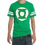 The Green Lantern Logo With Striped Sleeves Green Adult T-shirt Tee (Adult Large)