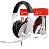 Headphones with Microphone in White for PC, Laptop, Computer | Over-Ear Headset & Mic for Music, Film, Gaming, Chat, Skype, Home, Work, Office | by iChoose&reg;