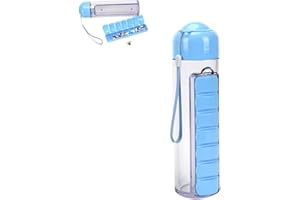 7-Day Water Bottle Organizer, Removable Medicine Dispenser, 2 in 1 Medicine Box Water Cup, Daily Sports Water Bottle with Pil
