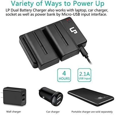 LP NP-F550 Battery Charger Pack, 2-Pack 2900mAh Battery & Dual Slot Charger, Compatible with Sony NP F970, F960, F770, F750 - Image 4