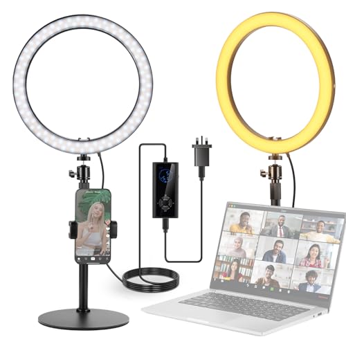 NEEWER 12" 24W High Power Desk Ring Light with Stand/Phone Holder, LED Selfie Video Conference Lighting for iPhone Streaming Makeup Vlog Recording Laptop Computer Webcam Zoom Call Podcast, RH12B