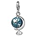 SilberDream Charm globe blue enameled 925 Sterling Silver Pendant Lobster Clasp FC833B