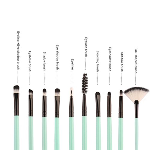 Sunsee 18 pcs Makeup Brush Set tools Make-up Toiletry Kit Wool Make Up Brush Set (Green)