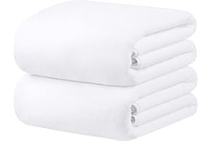 JML Bath Sheet Towel Set, Extra Large Bath Towels for Adult, 2 Pack, 35"x70" - High-Density Fleece - Super Soft and Absorbent, Oversized, Lint Free, Fade Resistant for Hotel & SPA, Hair Wrap, White