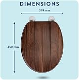 Croydex Molvena Wooden Toilet Seat Walnut Effect - Adjustable Flexi-Fix Hinges view 3