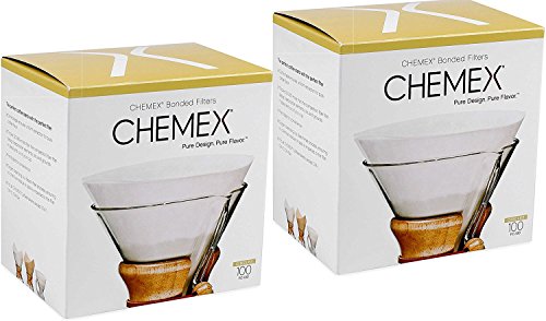 Chemex FC-100 Bonded White Circular Coffee Filters Set of 2 (200 Filters) with FOXGALLERY Coffee Guide