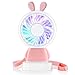 Mini Fan,Personal Portable Rechargeable Handheld Fan with Color LED light 2 Adjustable Speeds Standing Base for House Travel Camping and Children Gifts - Pink Rabbit