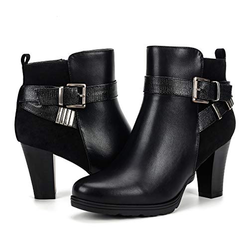 mysoft-Womens-Zipper-Bootie-Chunky-Stacked-Heel-Ankle-Boots-Buckle-Strap-Ankle