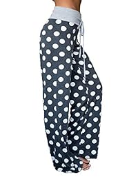 Pantalones para dama con estampado floral, cintura elástica con cordón ajustable, pierna ancha