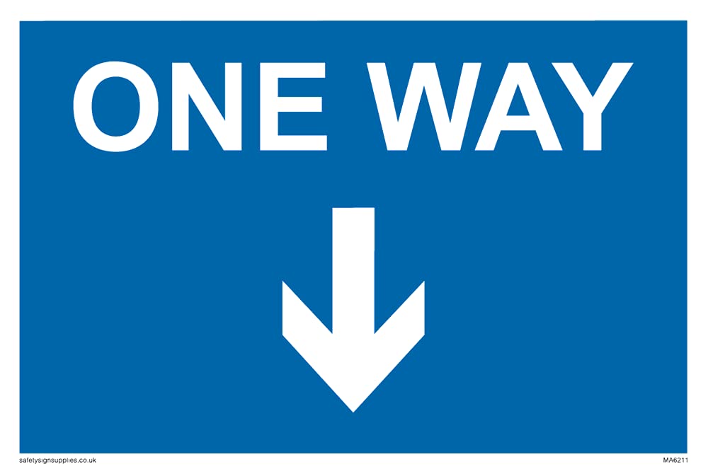Pack of five - One way with down directional arrow Sign - 150x100mm - A6L