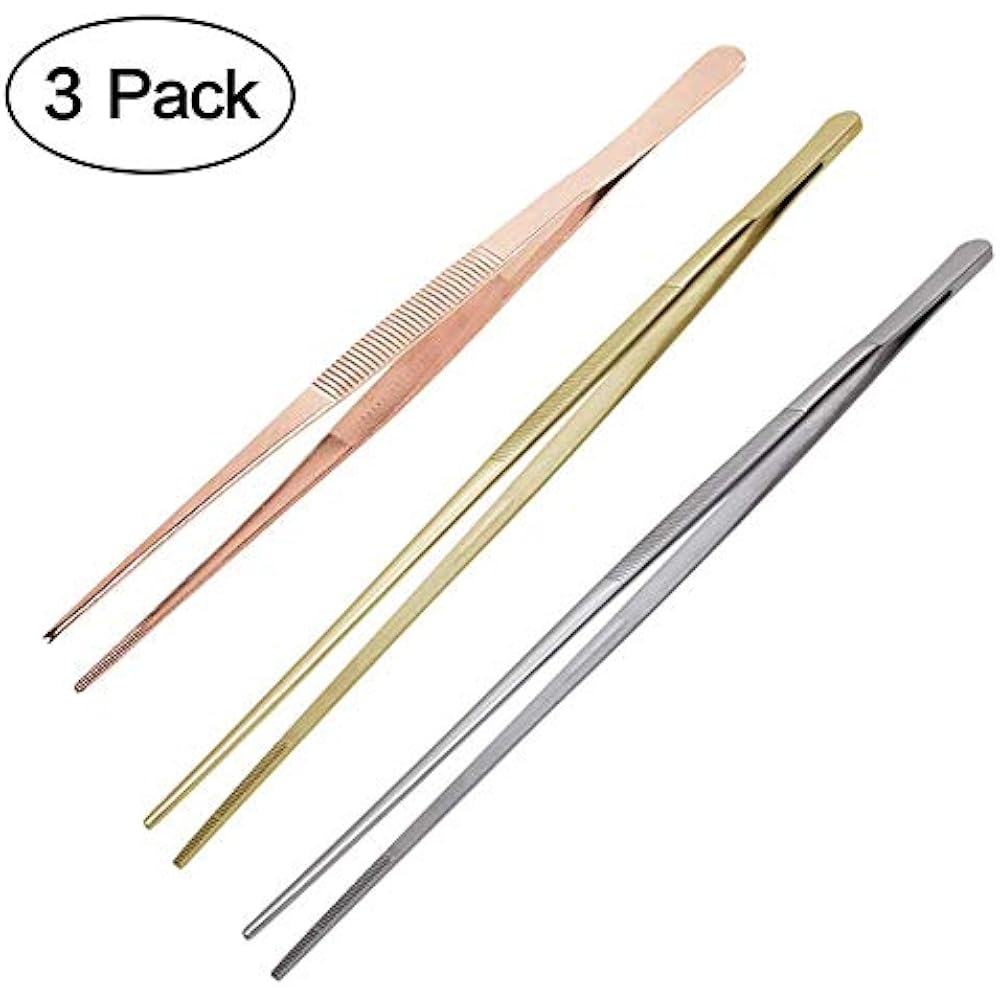 Tongs Tweezers 12 Inch / 30cm Long Food Straight Serrated Forceps