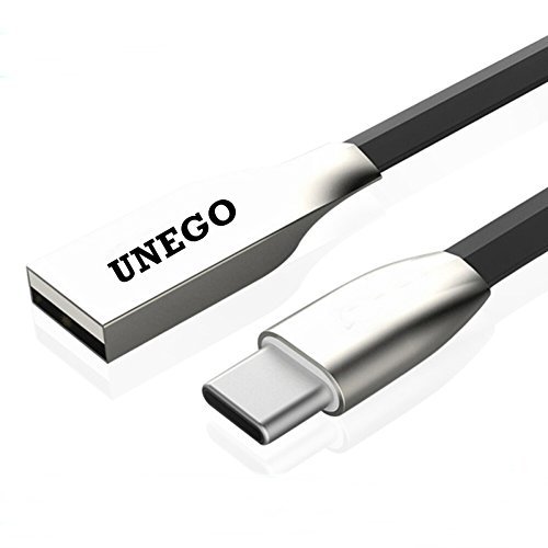 USB Type C Cable, UNEGO 3.3ft Zinc Alloy Type-c USB Cable Tangle-free High-speed Fast Charging USB C Cable Cord for Samsung Galaxy Note 8 S8 S8+/Macbook/Google Pixel/LG G6/Nintendo Switch (Black)
